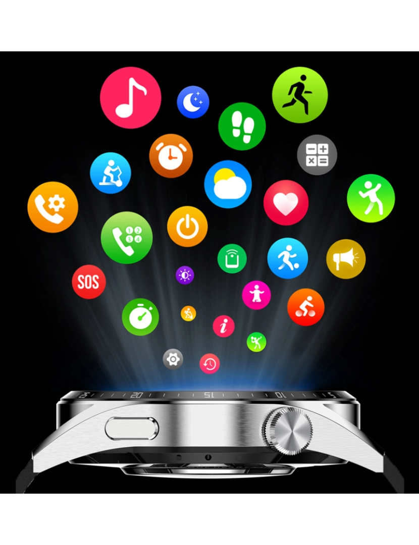 imagem de DAM. Smartwatch GT3 Pro com mais de 100 modos esportivos, acesso a Siri, monitor de pressão arterial, ECG e notificações. Pulseira de couro.6