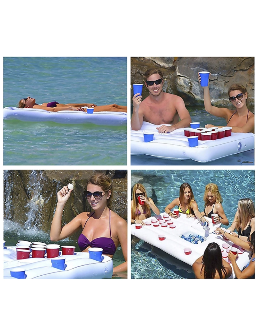 imagem de DAM. Porta-bebidas infláveis, jogo de beer pong, balcão de bar na piscina.5