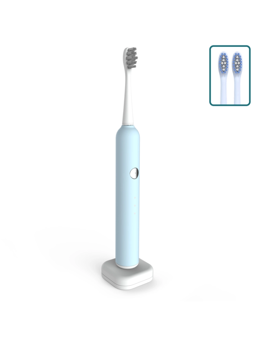 imagem de DAM. Escova de dentes elétrica com bateria recarregável e 3 cabeças. Carregamento sem fio indutivo.1
