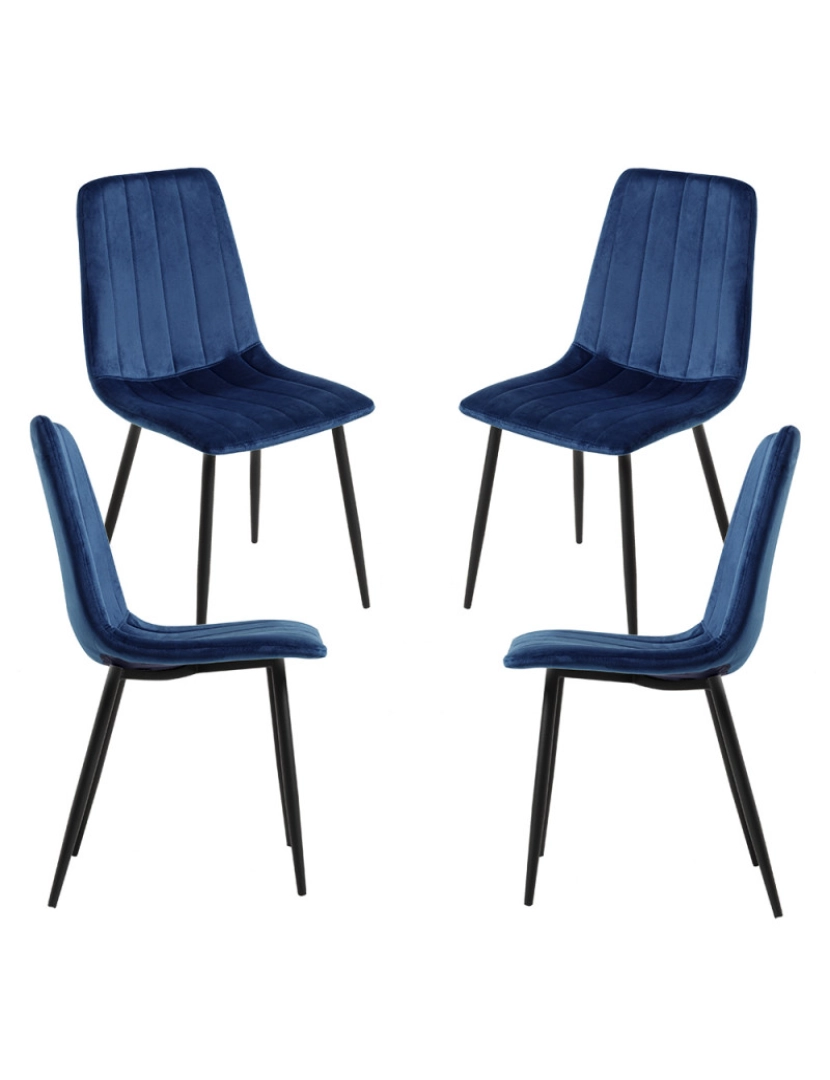 Presentes Miguel - Pack 4 Cadeiras Veludo Liny - Azul
