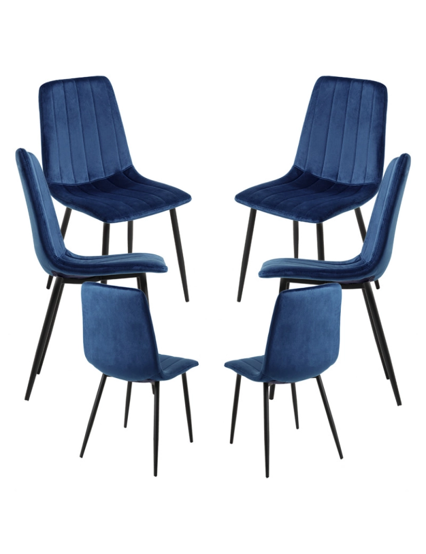 Presentes Miguel - Pack 6 Cadeiras Veludo Liny - Azul