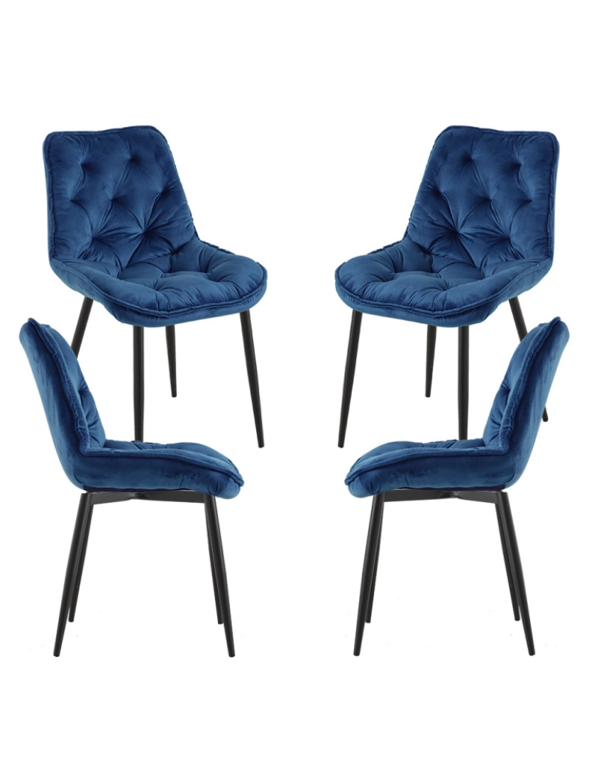 Presentes Miguel - Pack 4 Cadeiras Miska Veludo - Azul