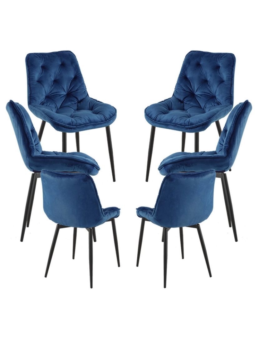 Presentes Miguel - Pack 6 Cadeiras Miska Veludo - Azul