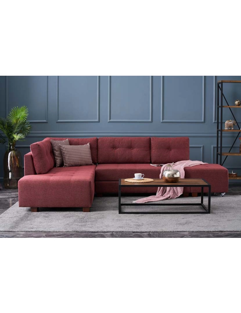 ASR - Sofá-Cama Chaiselongue Esquerda Manama Vermelho