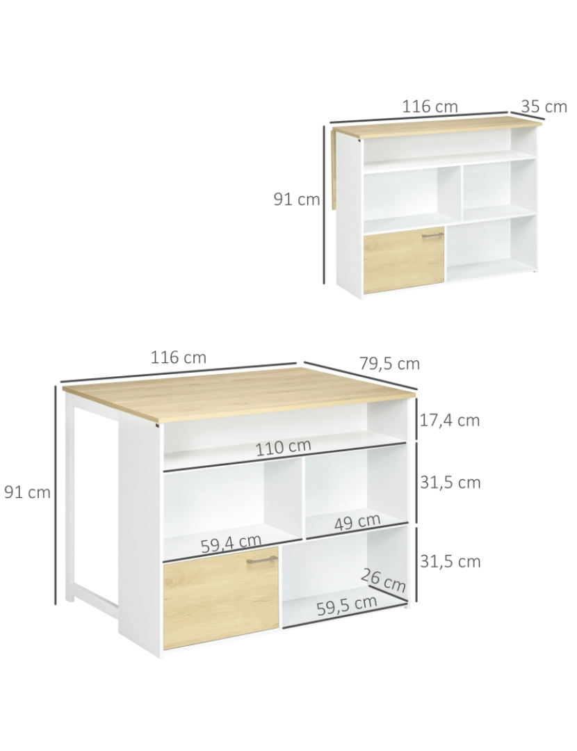 imagem de Mesa de Alta Extensível 116x79,5x91cm cor branco 835-953V00WT3