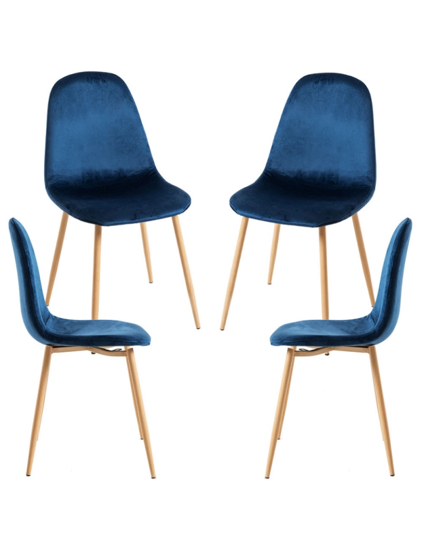 Presentes Miguel - Pack 4 Cadeiras Teok Veludo - Azul médio