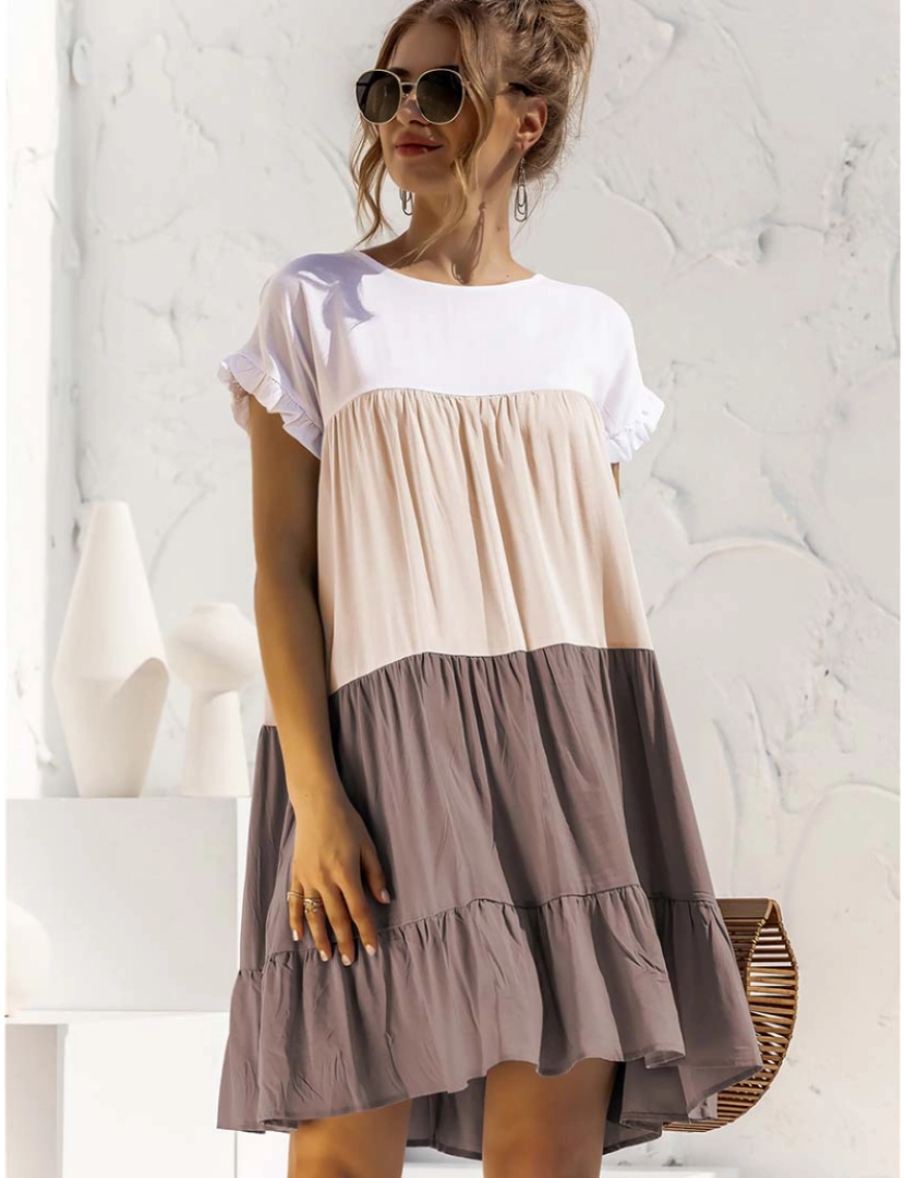 Kaimilan & Co - Vestido Midi Senhora Branco E Cáqui