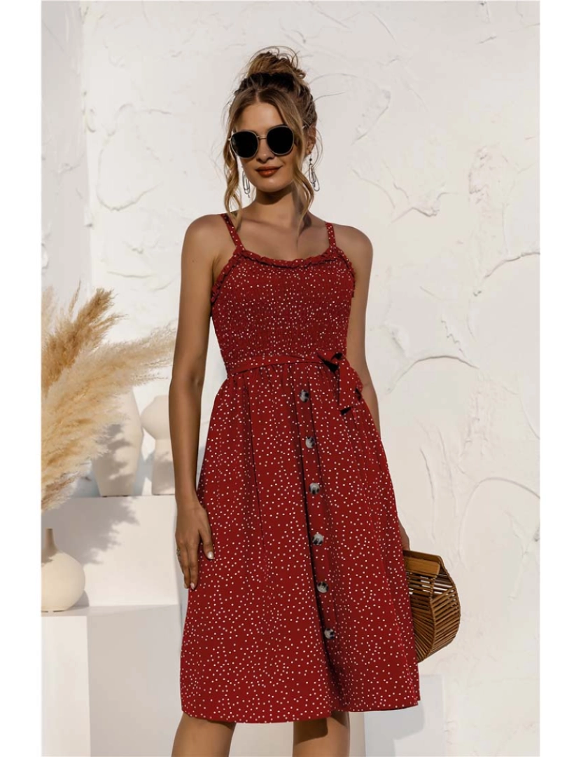 Vestido vermelho com deals bolinhas