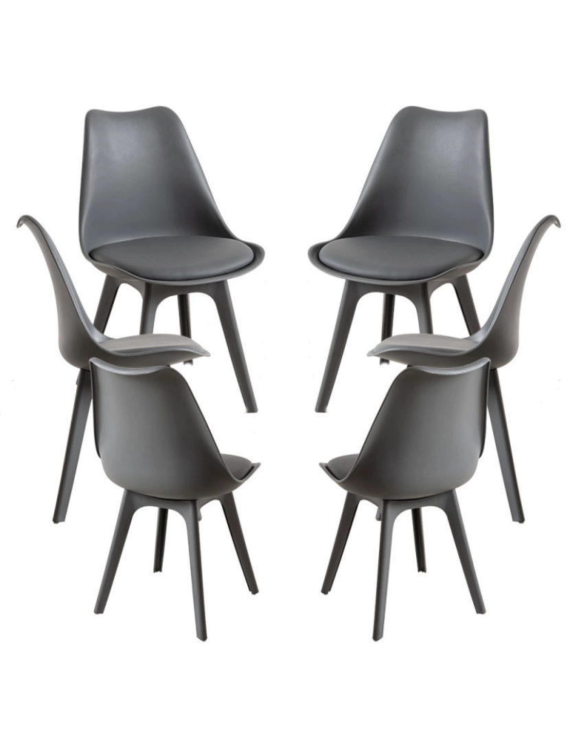 Presentes Miguel - Pack 6 Cadeiras Synk Suprym - Cinza escuro