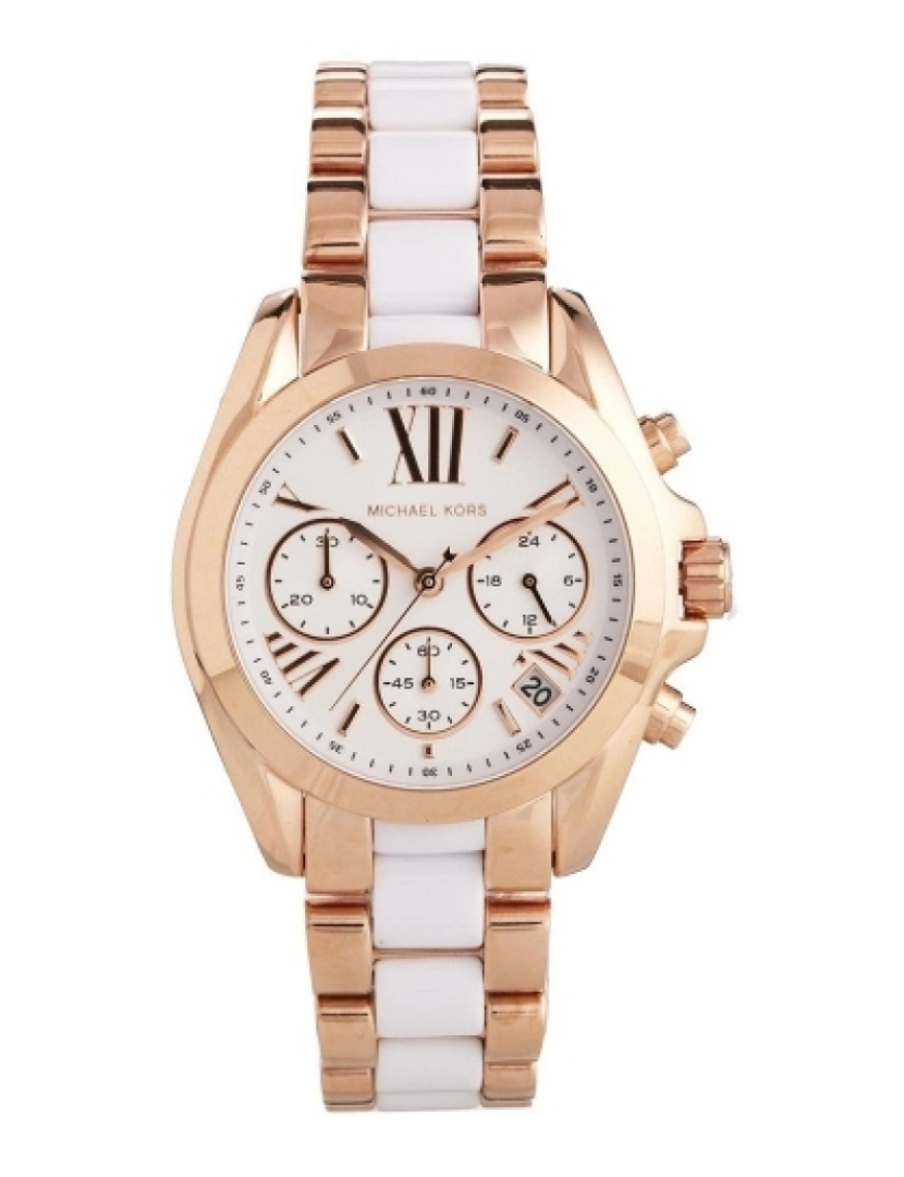 Michael Kors - Relógio Michael Kors Bradshaw Mini Dourado Rosa e Branco