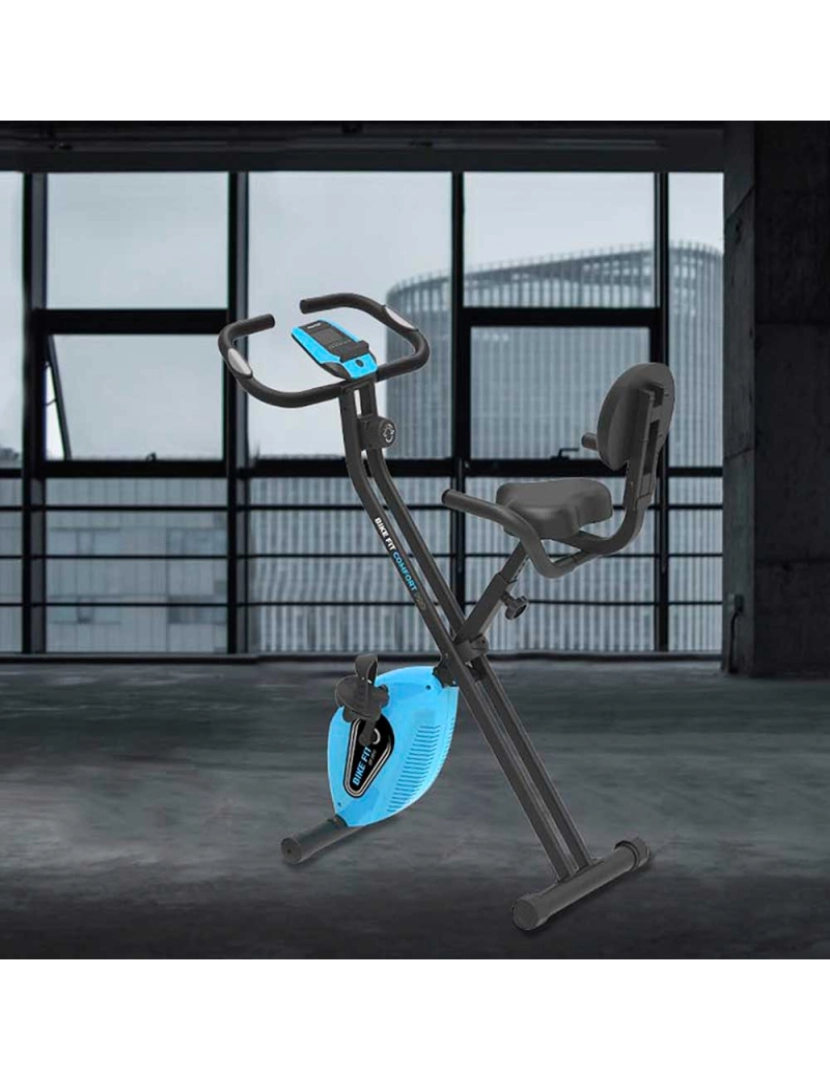 HOMCOM Bicicleta Estática com Volante de Inércia de 6,5kg Bicicleta Fitness  com Assento e Guiador com Altura Ajustável Ecrã LCD e Rodas para Casa  110x52x105x120cm Preto