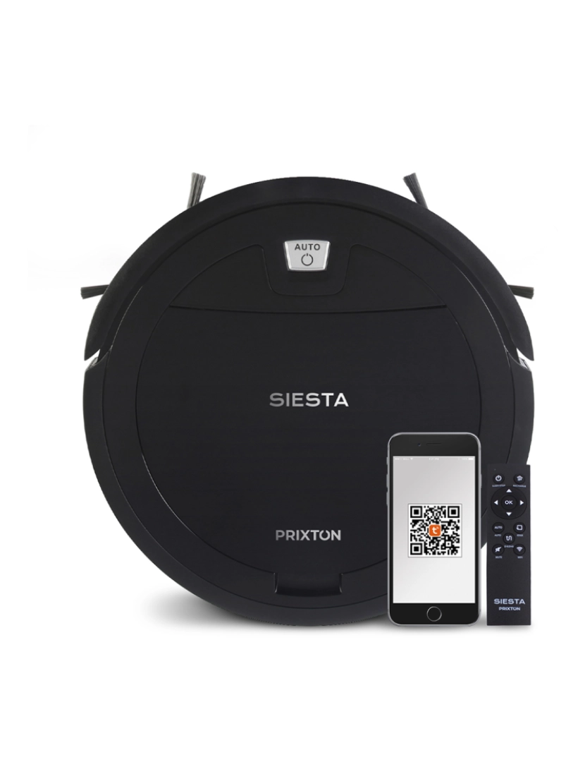 Prixton - Aspirador Robot Siesta PRIXTON | Aspirador e Esfregona | WiFi | Aplicação Móvel | Preto