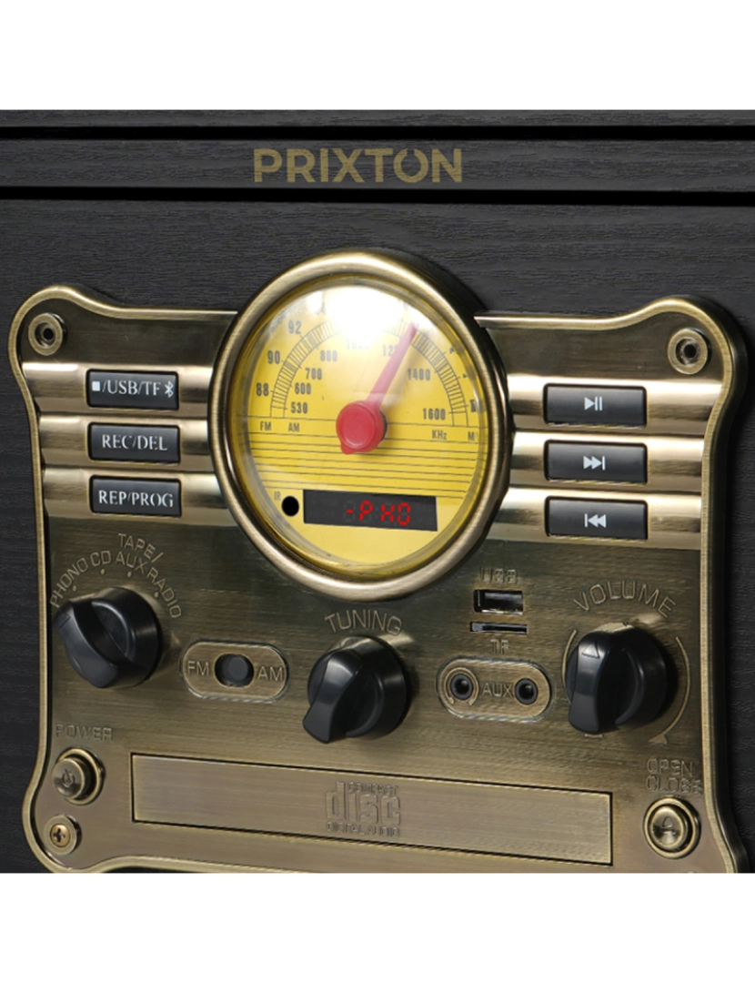 imagem de Gira-Discos PRIXTON Century | Bluetooth | Reproduz e converte vinil | Retro vintage | Reproduz CD-MPS-Cassette-USB | Preto3