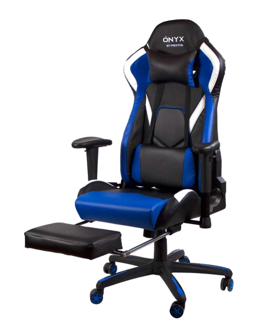 Prixton - Cadeira Gaming Ónyx PRIXTON | Apoio de Pés - Azul