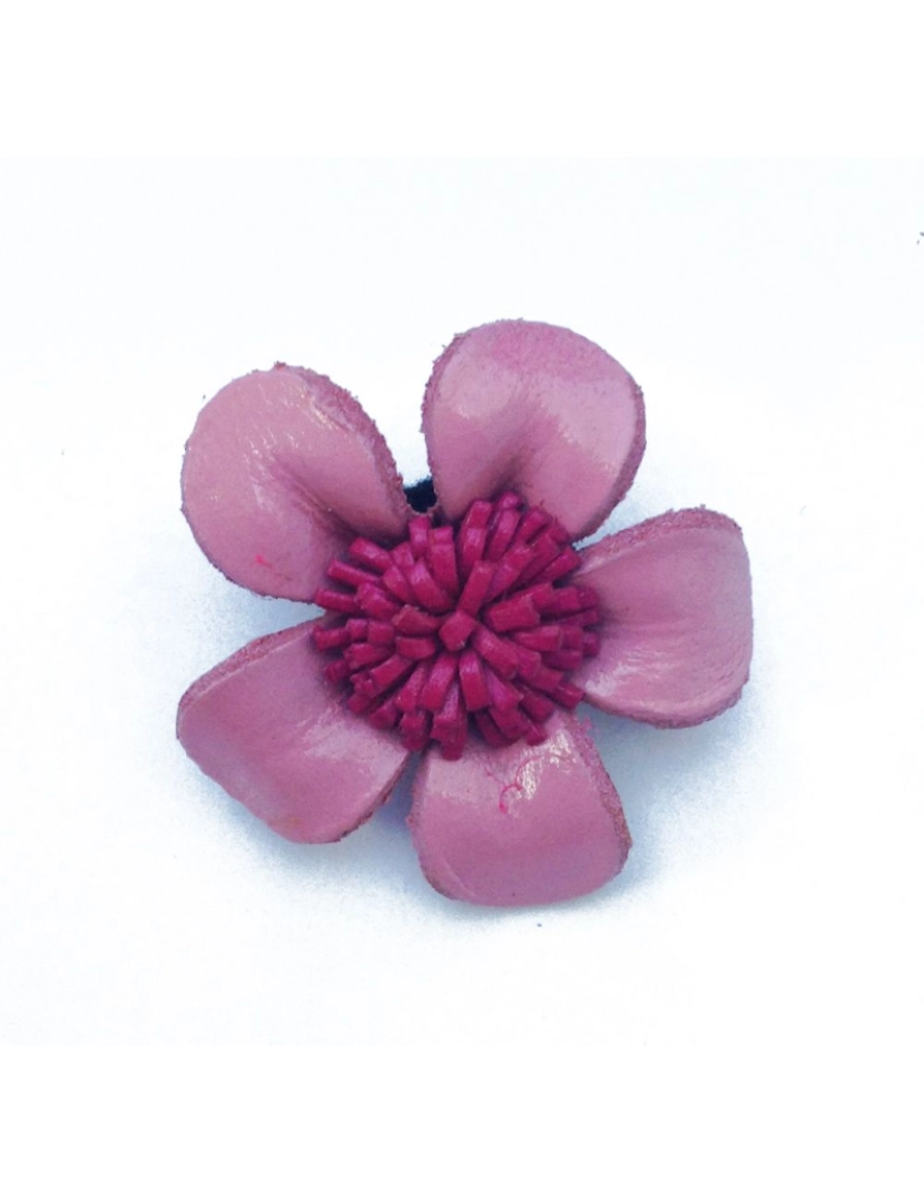 Bijoucolor - Broche colorido da flor do couro - Rosa e fushia