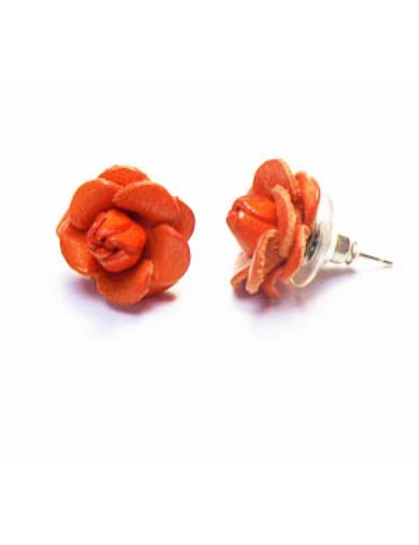 Bijoucolor - Brinco, lascas de couro, forma de flor de laranja