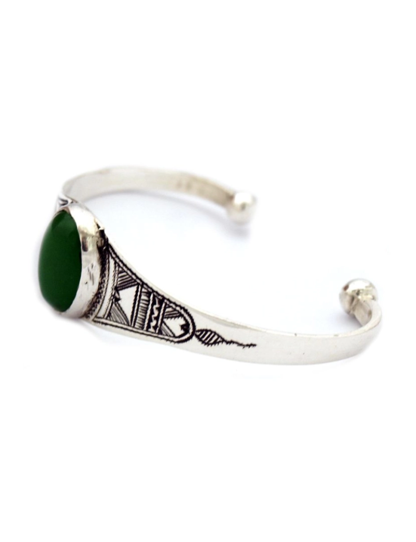 imagem de Pulseira artesanal medalhão verde tuaregue2