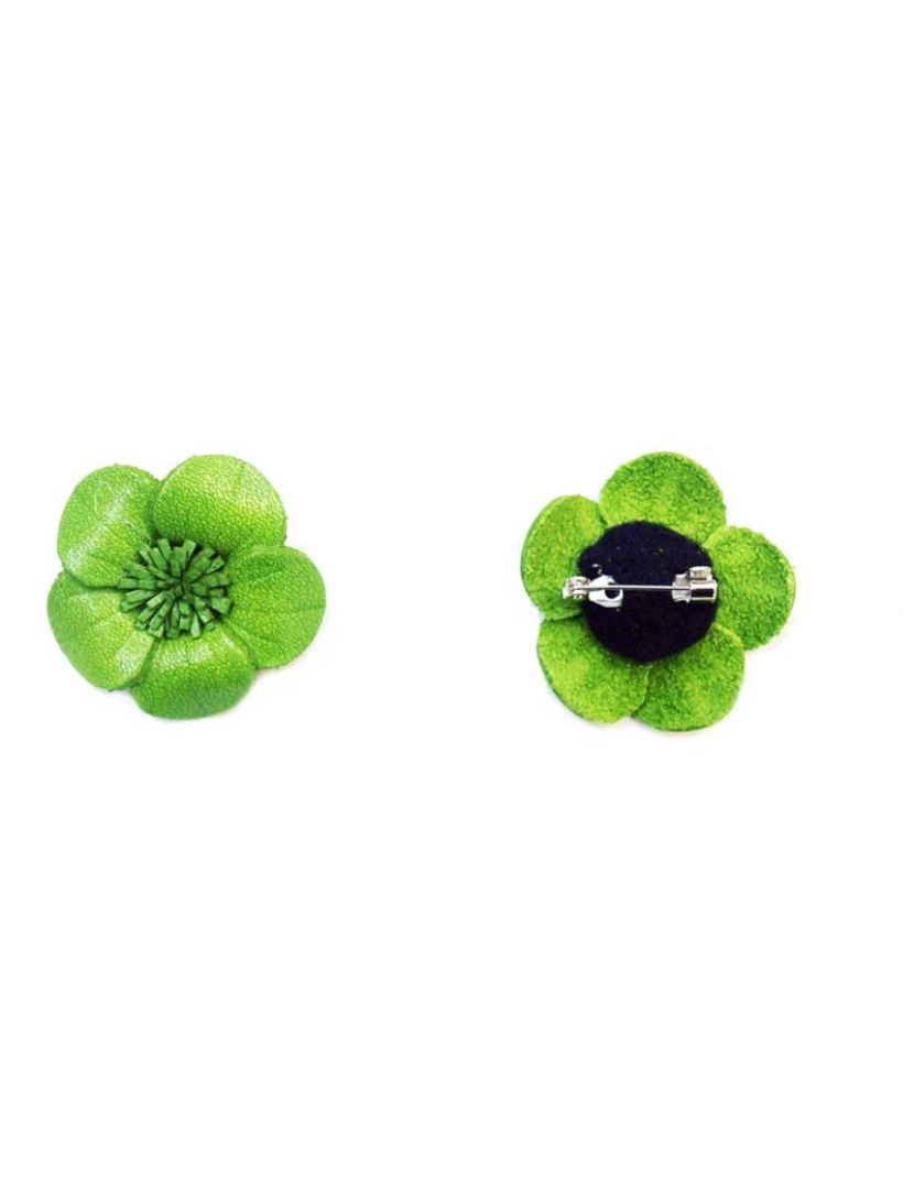 imagem de Broche de couro forma flor cor verde2