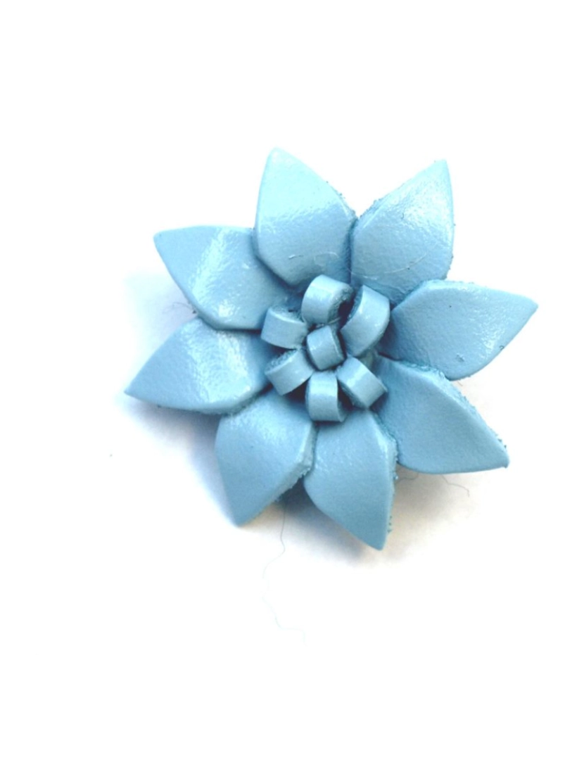 imagem de Broche de flor de couro azul claro pequeno2