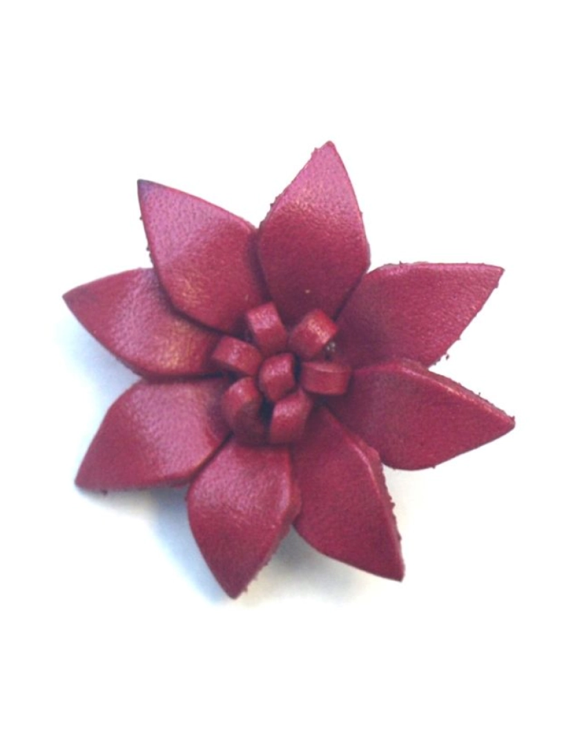 Bijoucolor - Broche de flor de couro vermelho pequeno