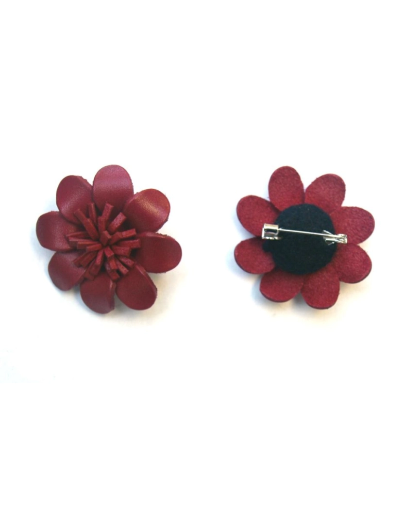 Bijoucolor - Broche de couro vermelho em forma de margarida