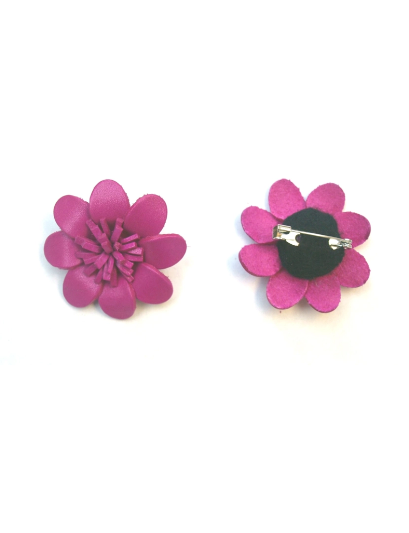 Bijoucolor - Broche de couro rosa em forma de margarida