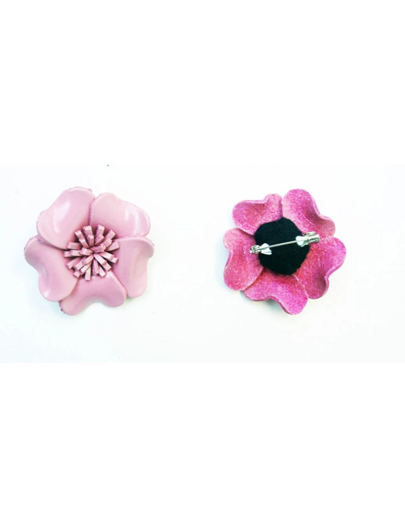 imagem de Broche de couro forma flor cor rosa claro1