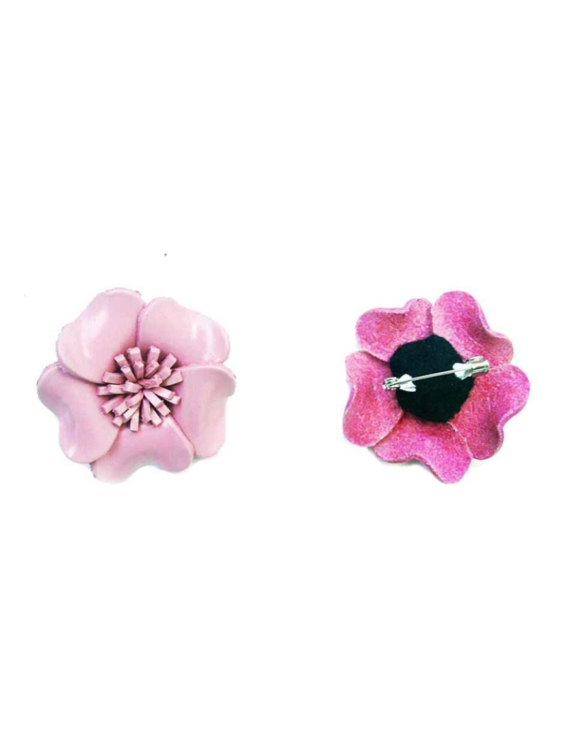 imagem de Broche de couro forma flor cor rosa claro2