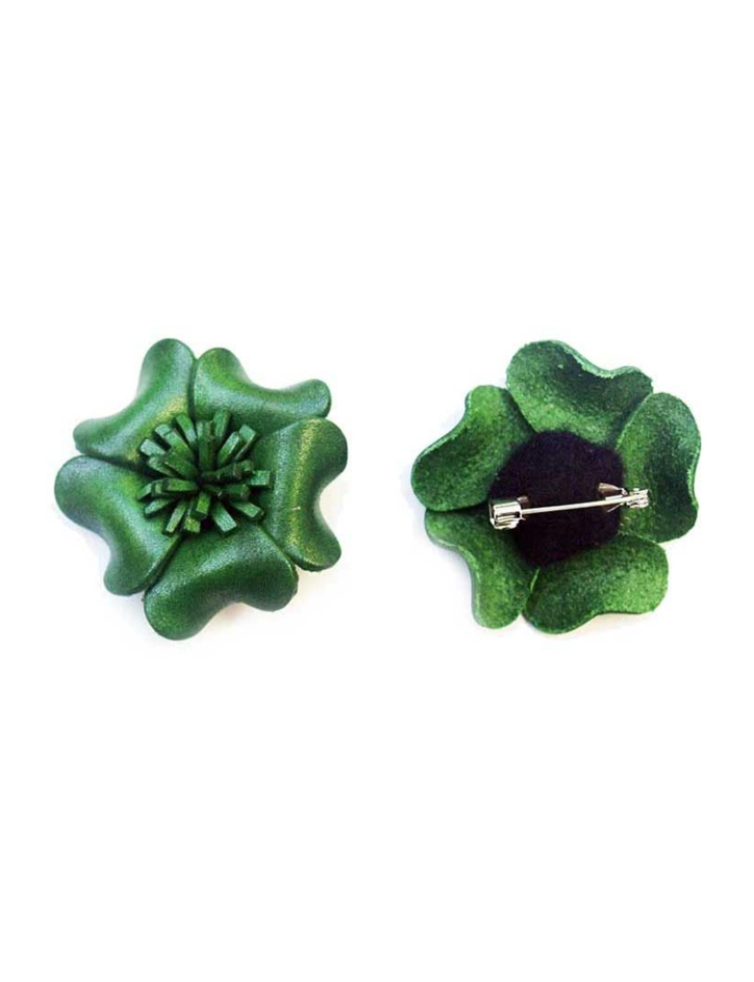 imagem de Broche de couro em forma de flor verde escuro2