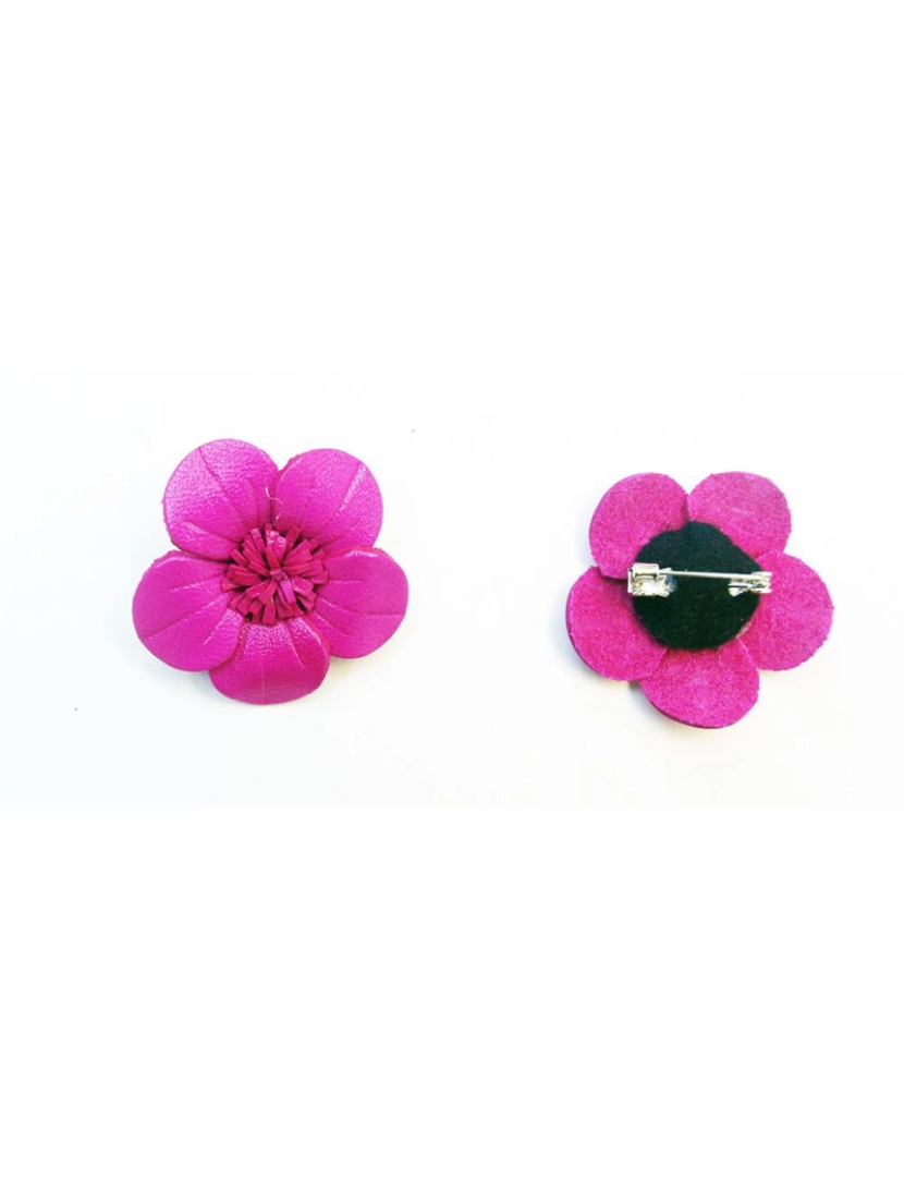 Bijoucolor - Broche de couro rosa em forma de flor