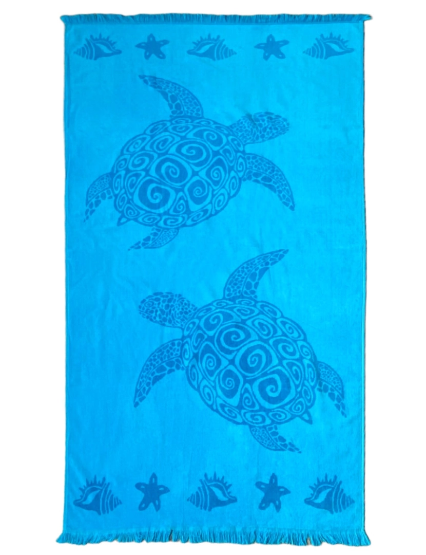 Le Comptoir De La Plage - Toalha de praia Jacquard veludo com franjas Atoll 90x170 390g/m²