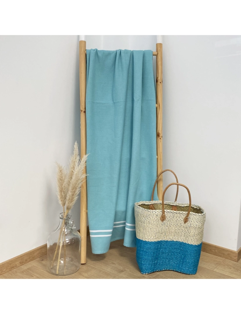 imagem de Fouta forrada com tecido felpudo Waffle Aqua 90x170 355g/m²2