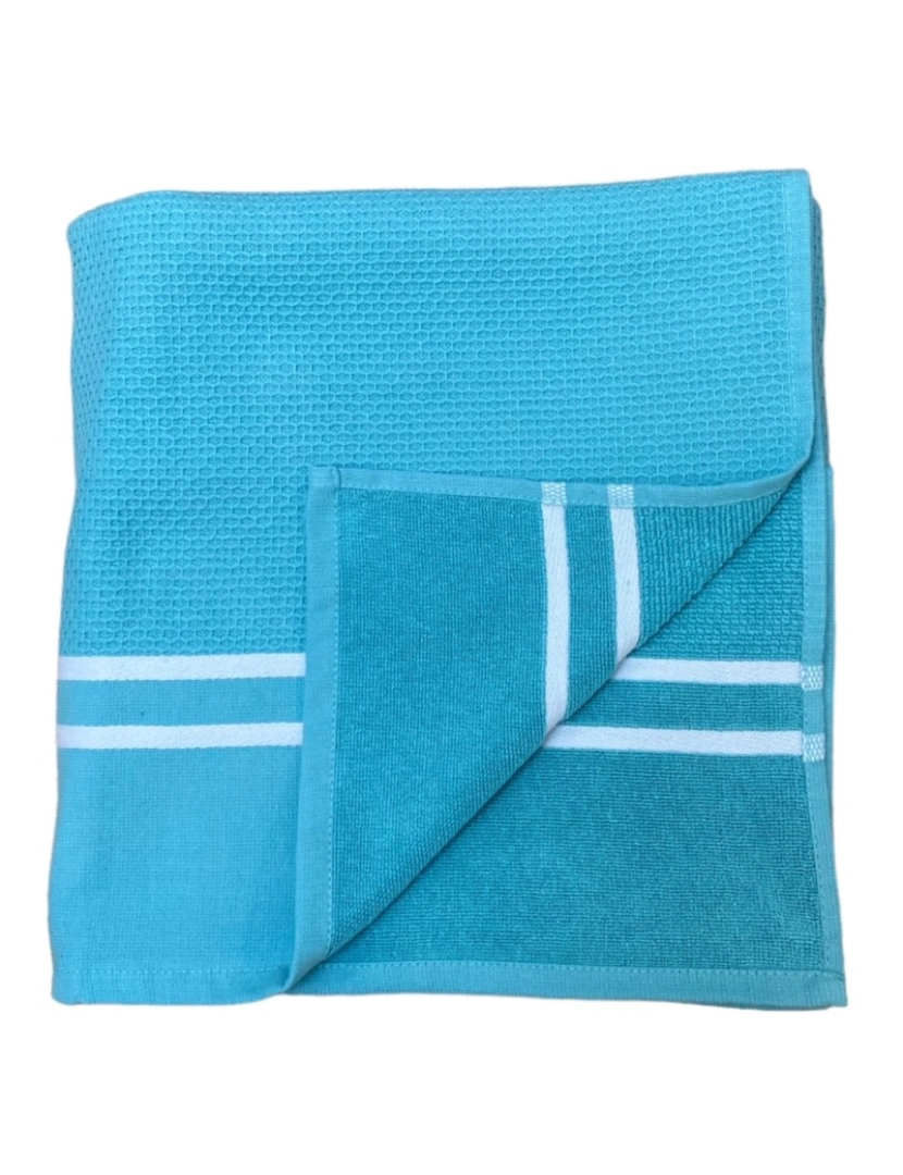 imagem de Fouta forrada com tecido felpudo Waffle Aqua 90x170 355g/m²3