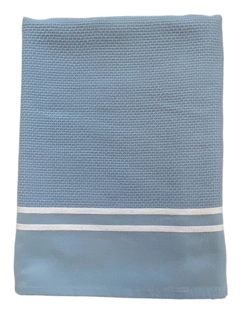 imagem de Fouta forrada com tecido turco Waffle Gris bleu 90x170 355g/m²1