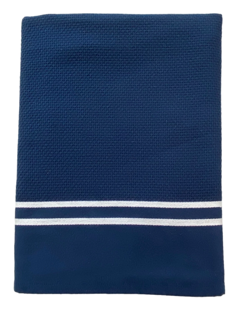 Le Comptoir De La Plage - Fouta forrada com tecido turco Waffle Navy 90x170 355g/m