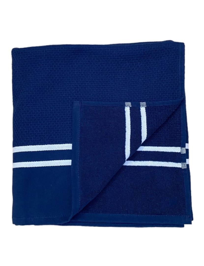 imagem de Fouta forrada com tecido turco Waffle Navy 90x170 355g/m3