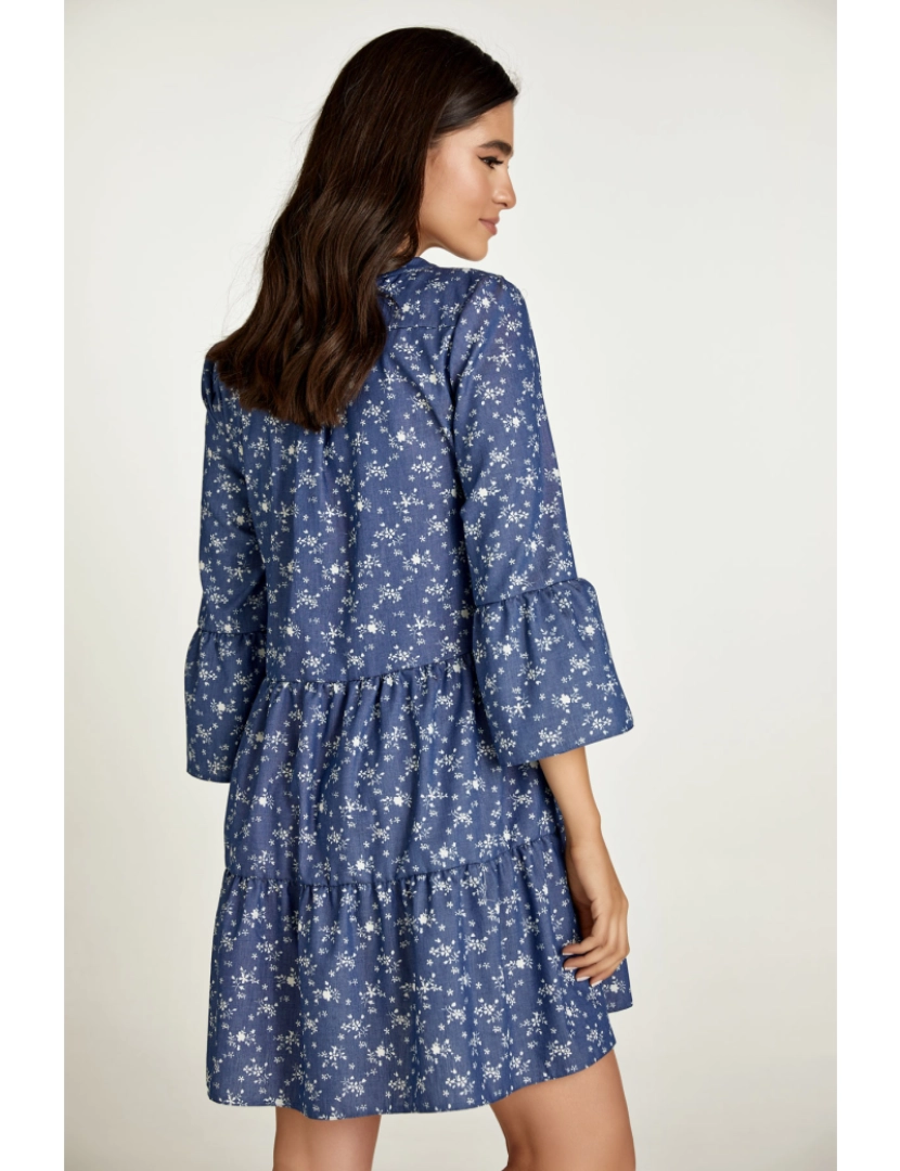 imagem de Indigo Floral A linha vestido com mangas de sino5