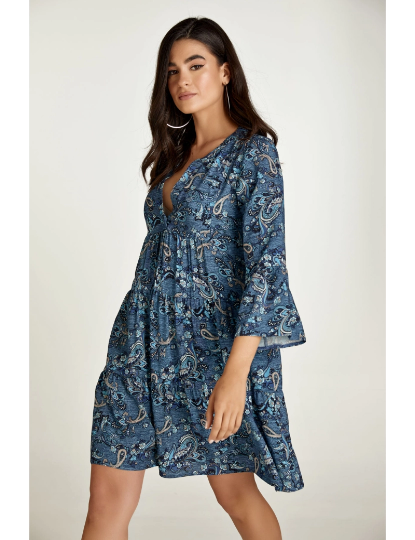 imagem de Indigo Paisley Imprimir uma linha Vestido5