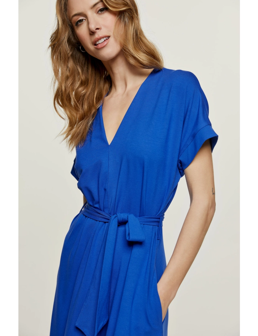 imagem de Royal Blue Jersey Belted Midi vestido6