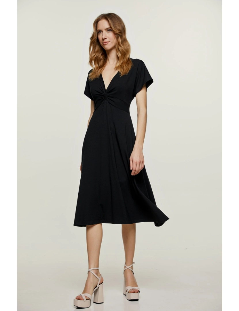 imagem de Preto Knot Detalhe Vestido Midi5