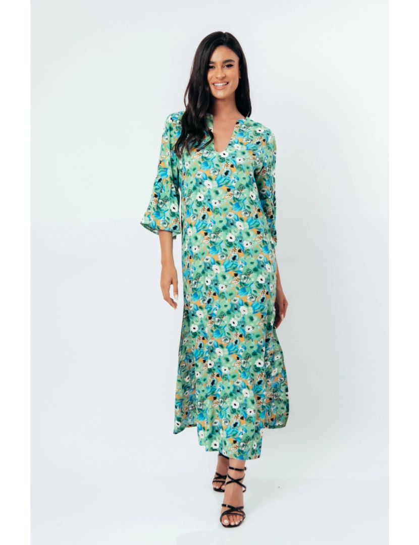 imagem de Floral Kaftan estilo Maxi vestido2