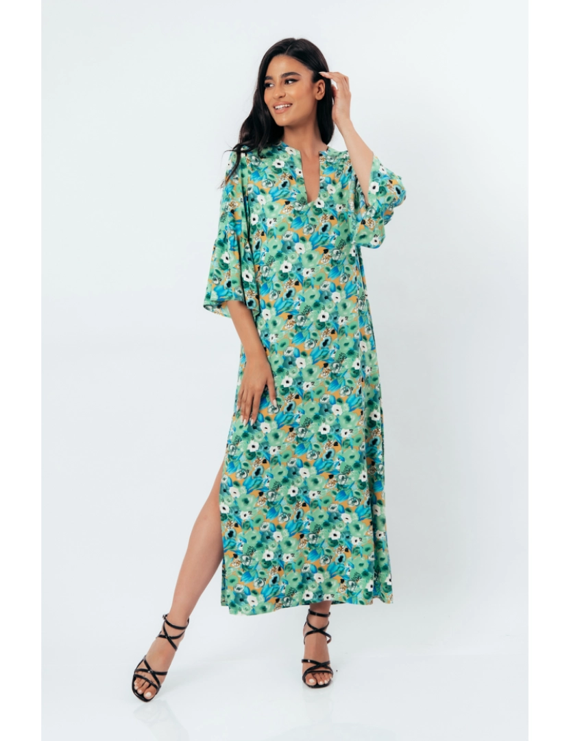 imagem de Floral Kaftan estilo Maxi vestido5