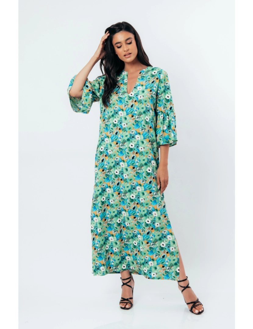 imagem de Floral Kaftan estilo Maxi vestido6