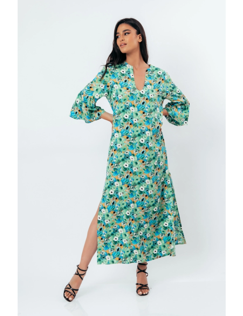 imagem de Floral Kaftan estilo Maxi vestido7