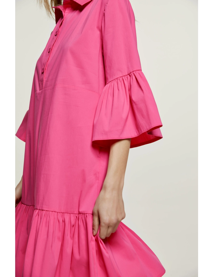 imagem de Fuchsia Bell manga vestido com Ruffle Hem4