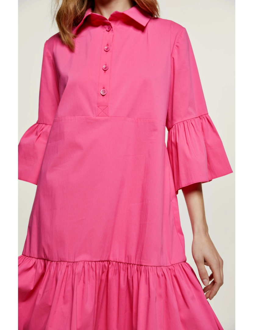 imagem de Fuchsia Bell manga vestido com Ruffle Hem5