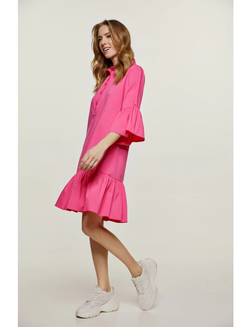 imagem de Fuchsia Bell manga vestido com Ruffle Hem6