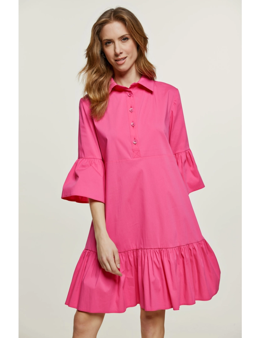 imagem de Fuchsia Bell manga vestido com Ruffle Hem7