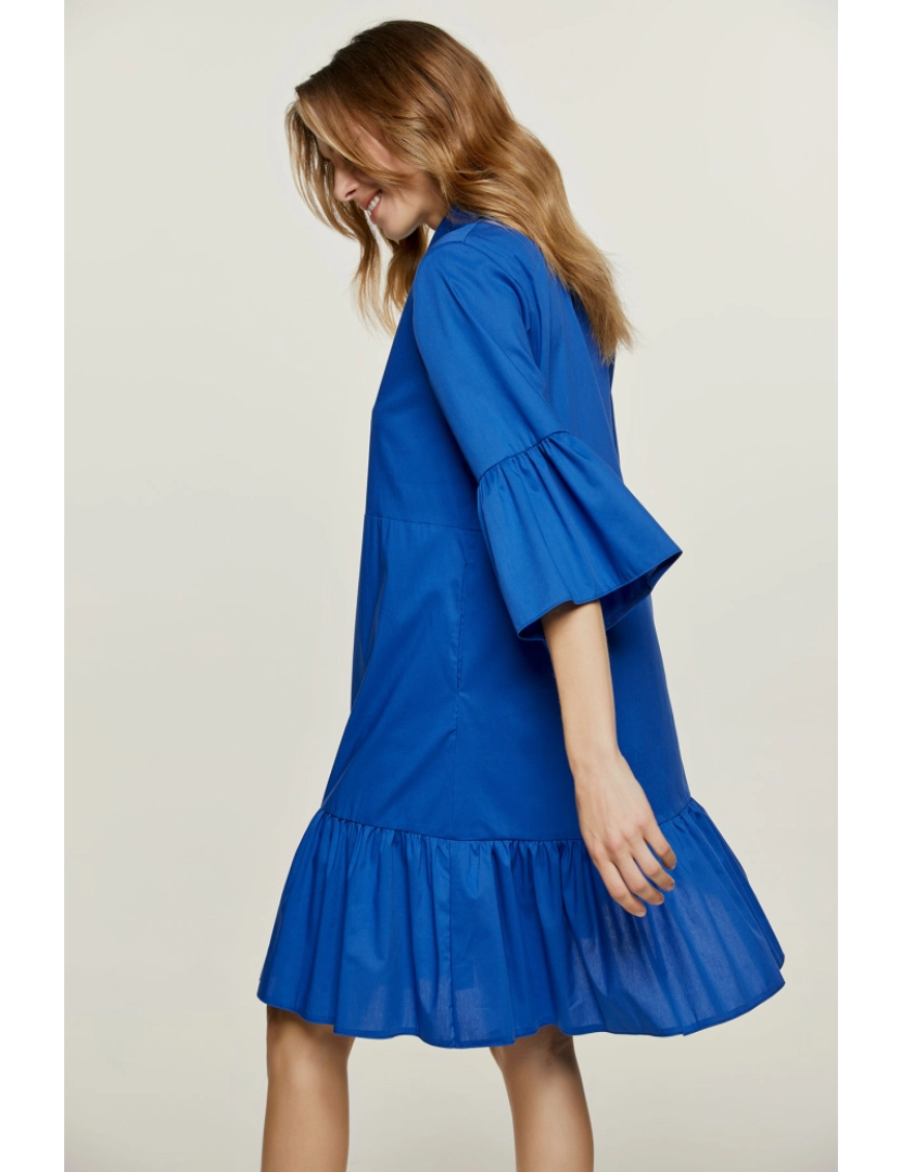 imagem de Royal Blue Bell manga vestido com Ruffle Hem4