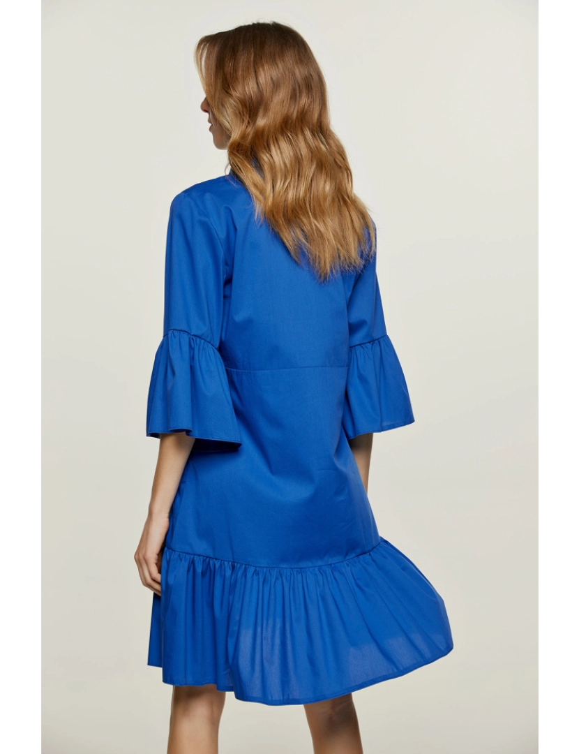 imagem de Royal Blue Bell manga vestido com Ruffle Hem6